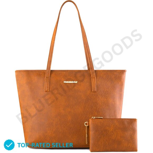 Brand New Montana West Tote Bag Brown Vegan Leather